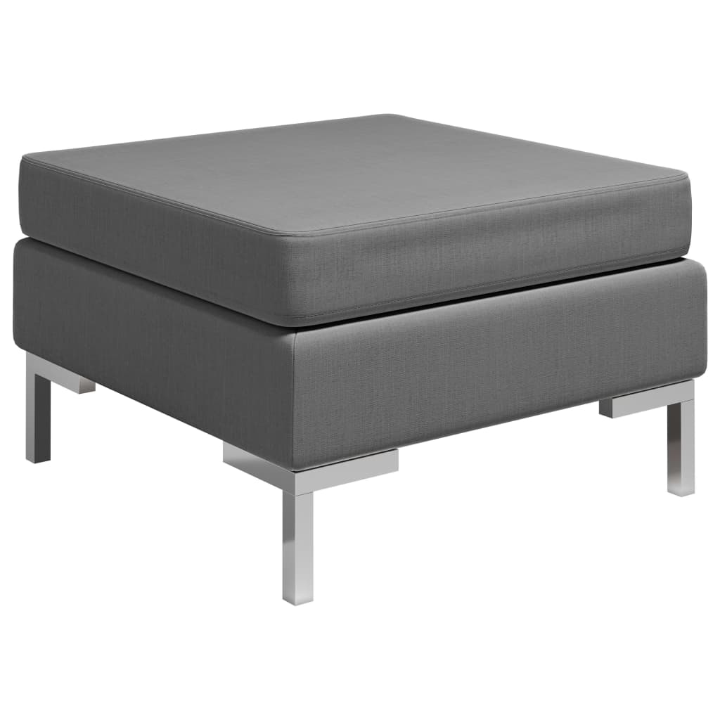 vidaXL Sekcijski stolček za noge z blazino blago temno siv