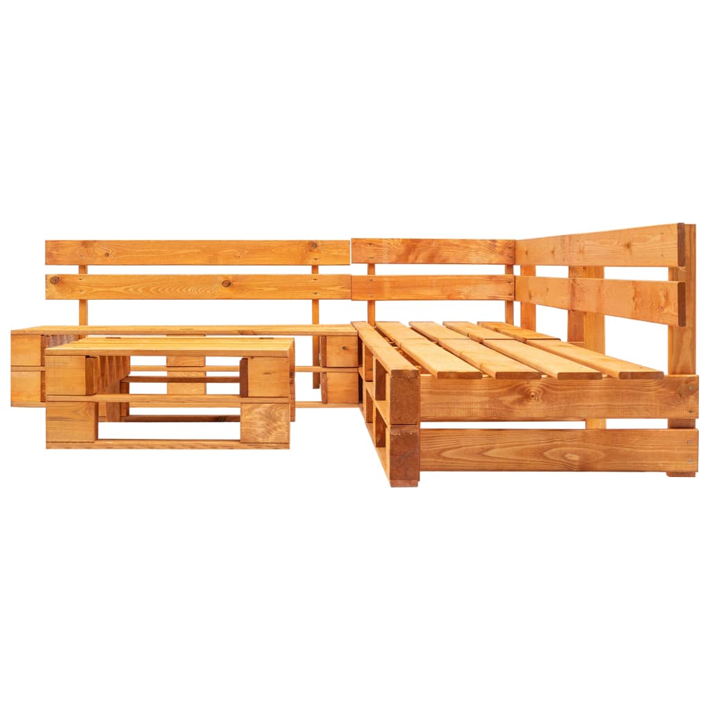 vidaXL Vrtna sedežna garnitura iz palet 4-delna lesena medeno rjava