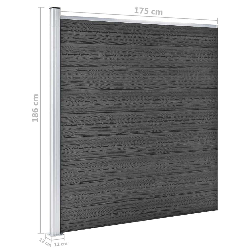 vidaXL Komplet ograjnih panelov WPC 353x186 cm črn