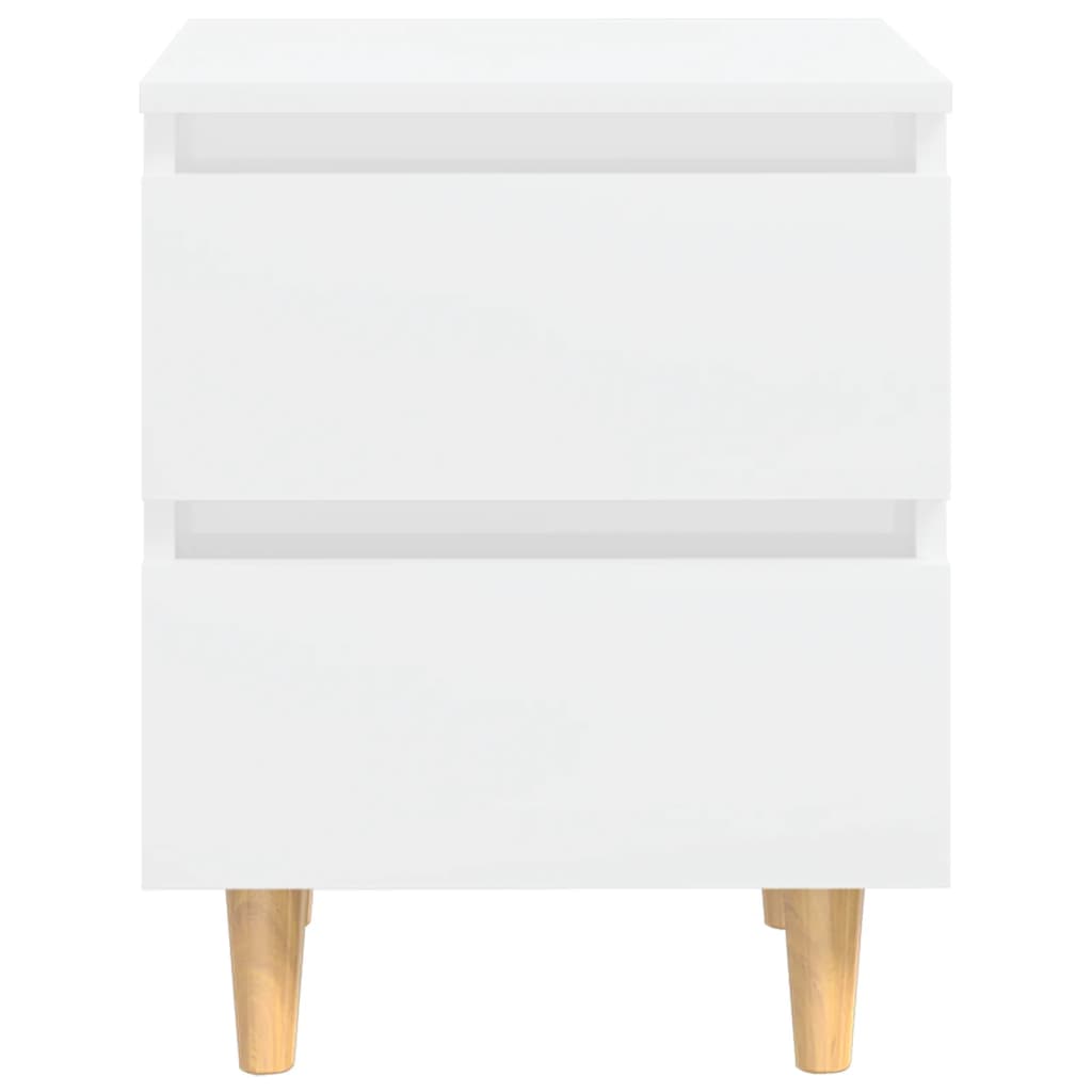 vidaXL Nočna omarica z nogami iz borovine visok sijaj bela 40x35x50 cm