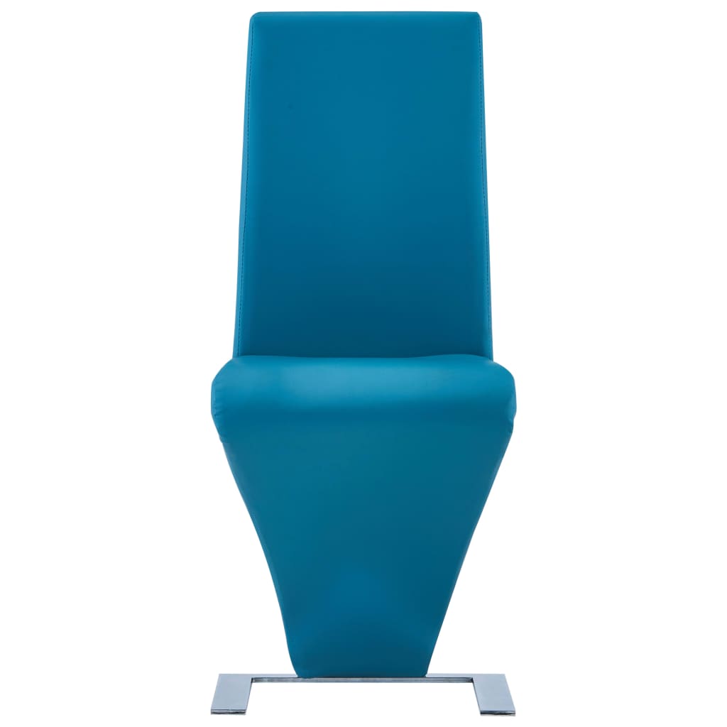 vidaXL Jedilni stoli cikcak oblike 4 kosi modro umetno usnje