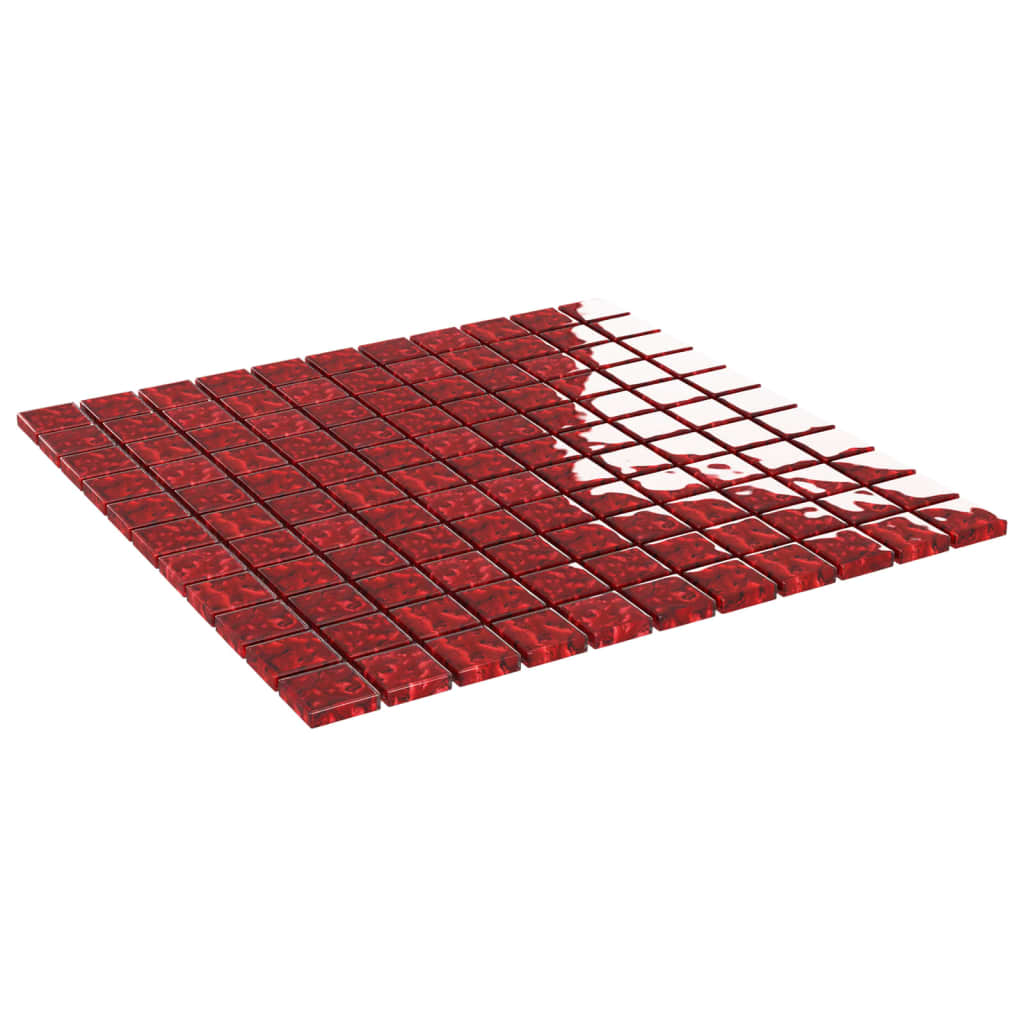 vidaXL Mozaik ploščice 11 kosov rdeče 30x30 cm steklo