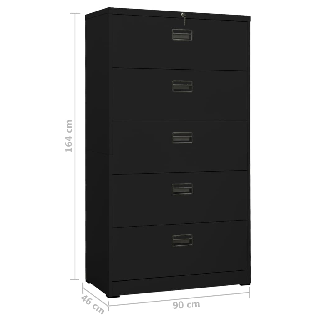vidaXL Arhivska omarica črna 90x46x164 cm jeklo