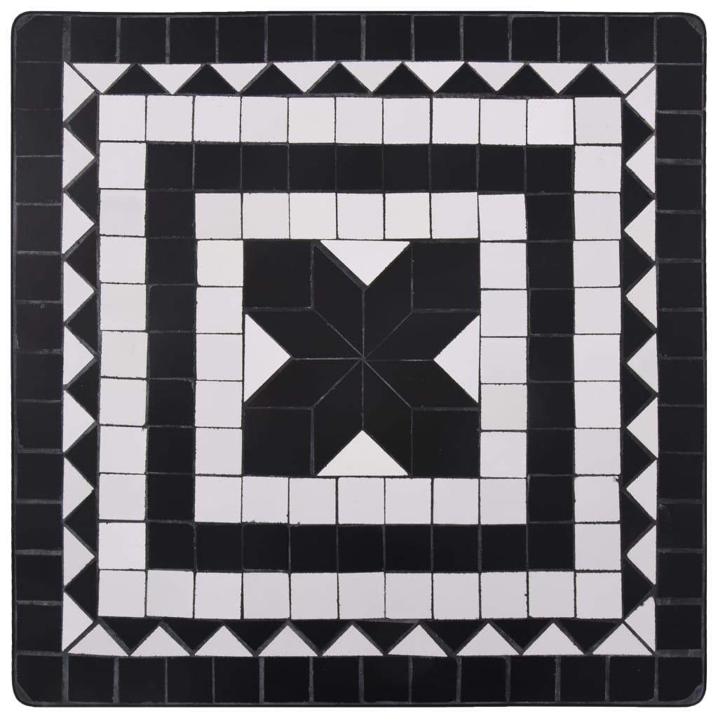 vidaXL Bistro garnitura z mozaikom 3-delna keramična črna in bela