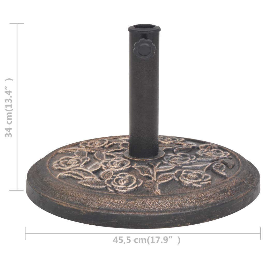 vidaXL Podstavek za senčnik okrogel bronast 9 kg
