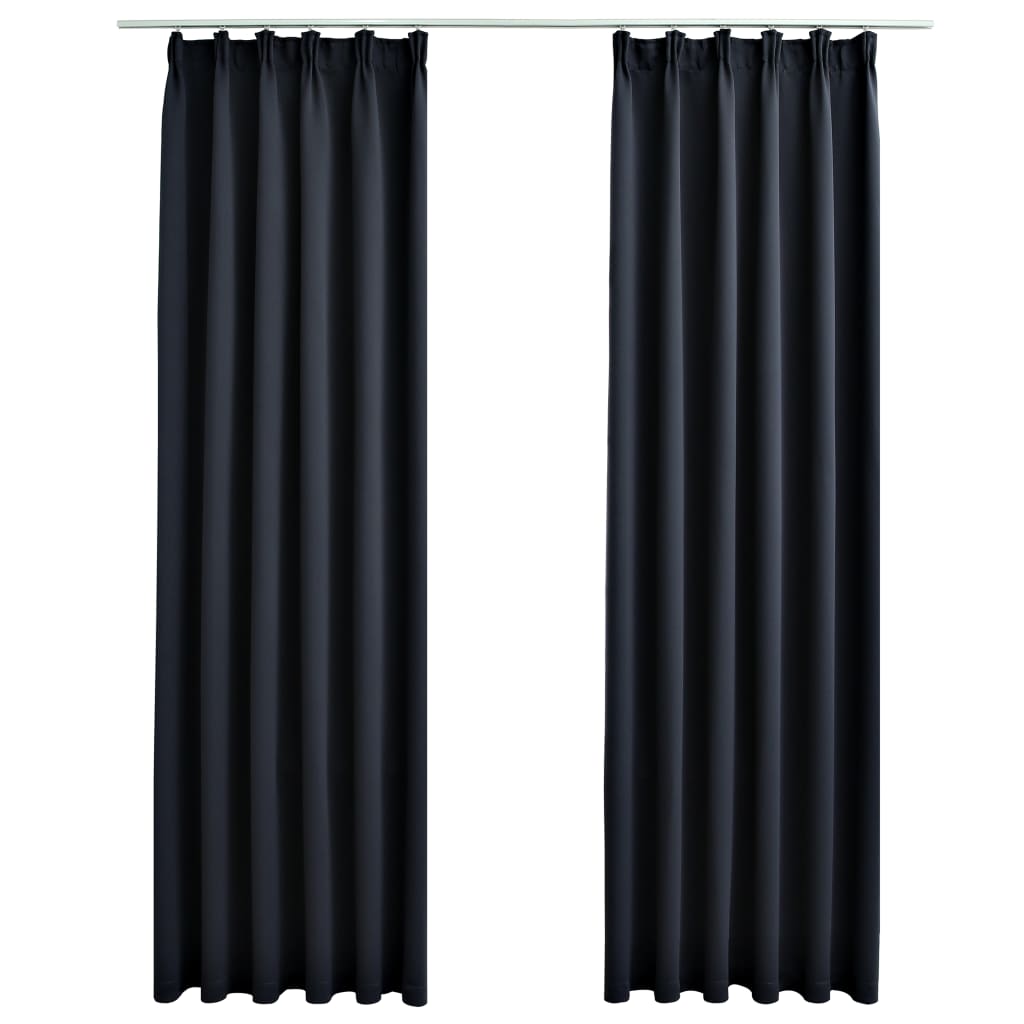 vidaXL Zatemnitvene zavese z obešali 2 kosa antracitne 140x225 cm