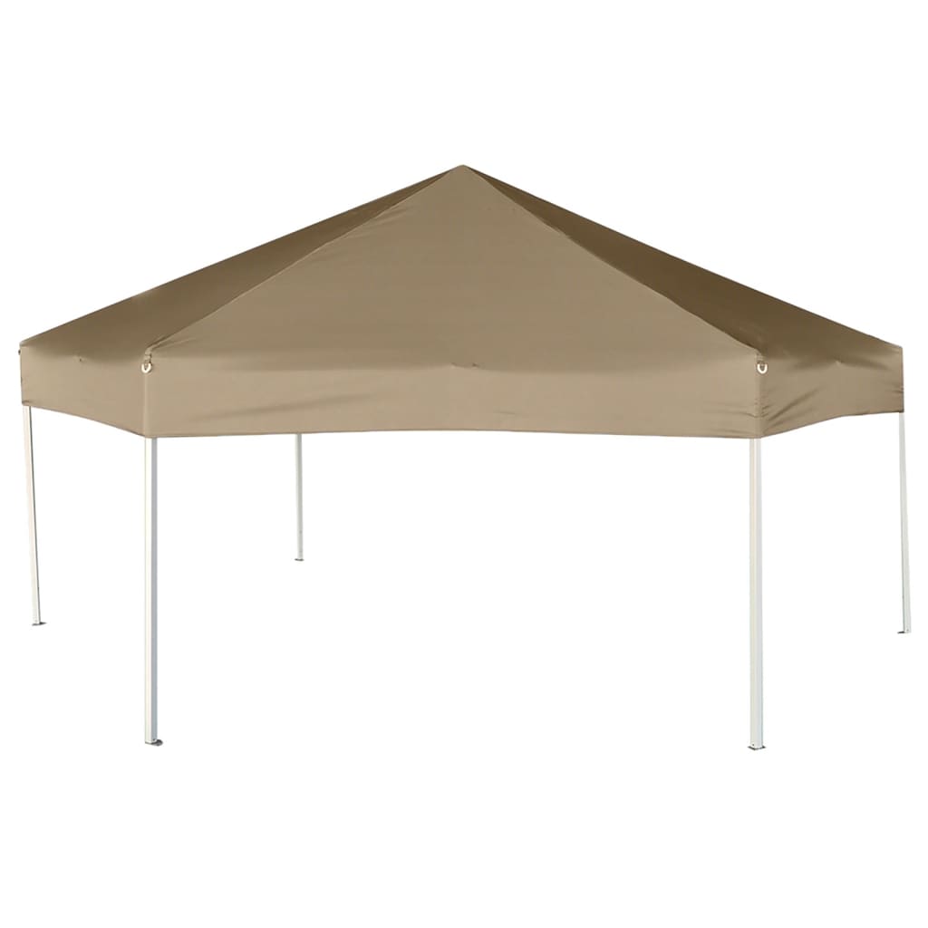 vidaXL Šestkoten Pop-Up šotor s stenami 3,6x3,1 m taupe 220g/m²