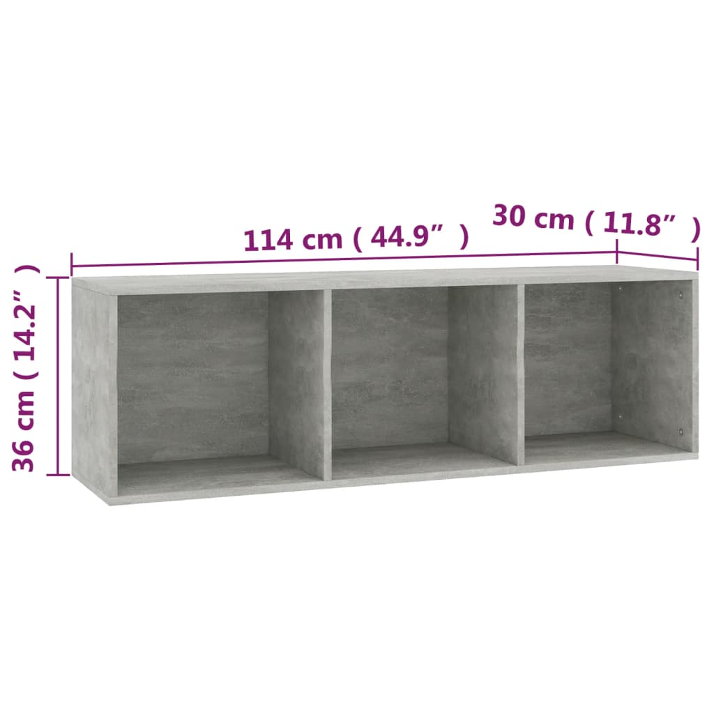 vidaXL Knjižna / TV omara betonsko siva 36x30x114 cm iverna plošča