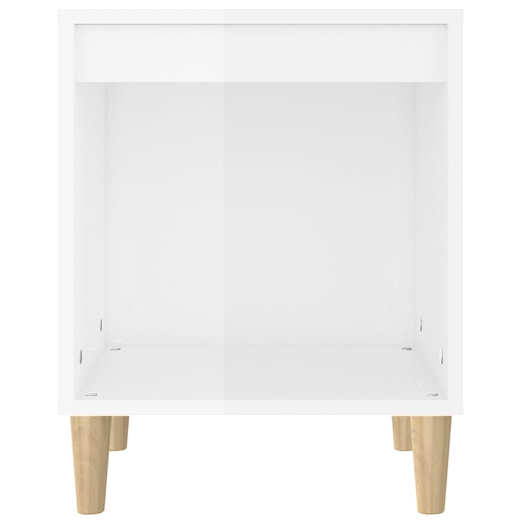 vidaXL Nočna omarica visok sijaj bela 40x35x50 cm inženirski les