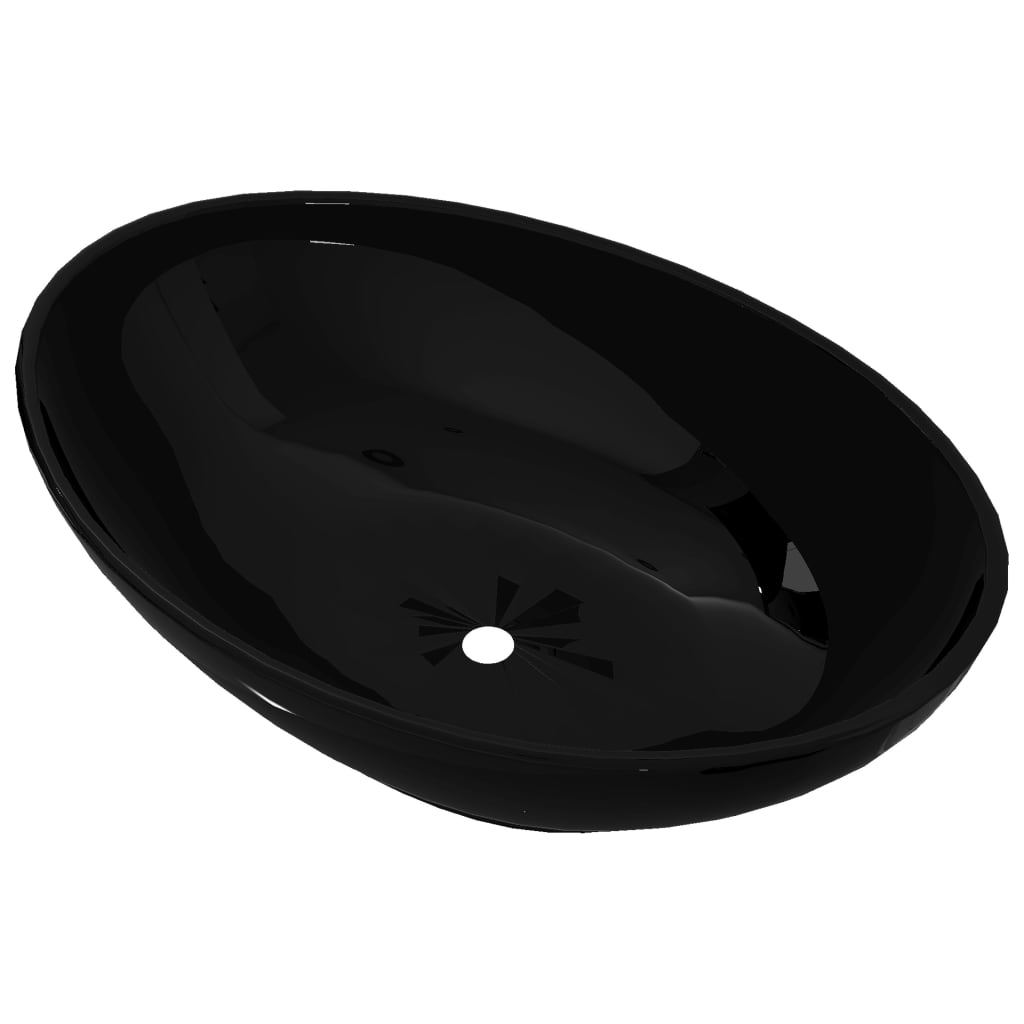 Luksuzni keramični ovalni umivalnik črne barve dimenzije 40 x 33 cm