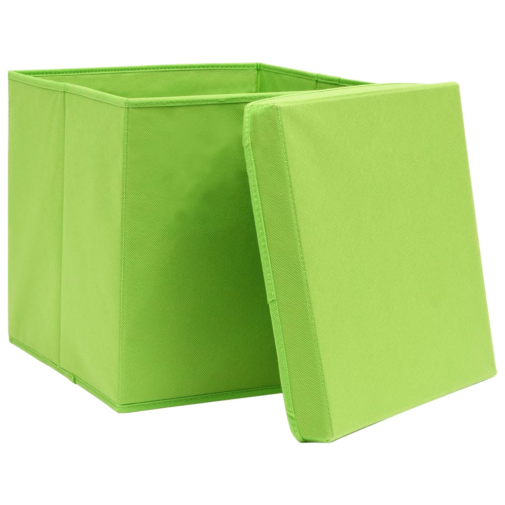 vidaXL Škatle za shranjevanje s pokrovi 4 kosi zelene 32x32x32 cm