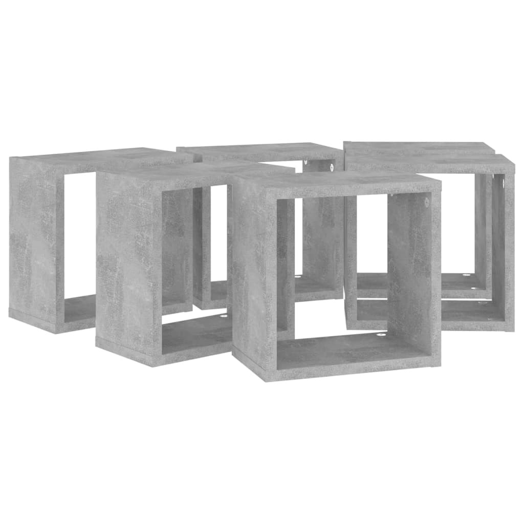 vidaXL Stenske police kockaste 6 kosov betonsko sive 26x15x26 cm