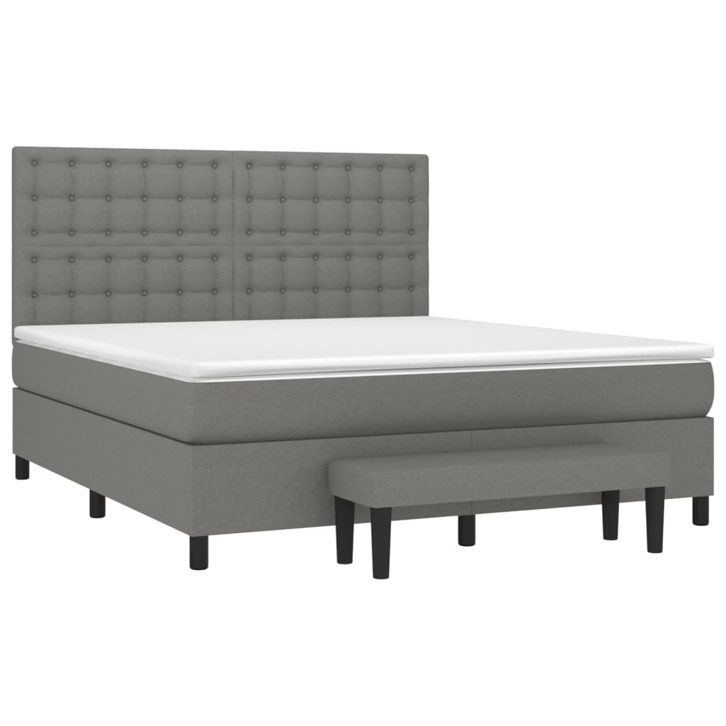 vidaXL Box spring postelja z vzmetnico temno siva 160x200 cm blago