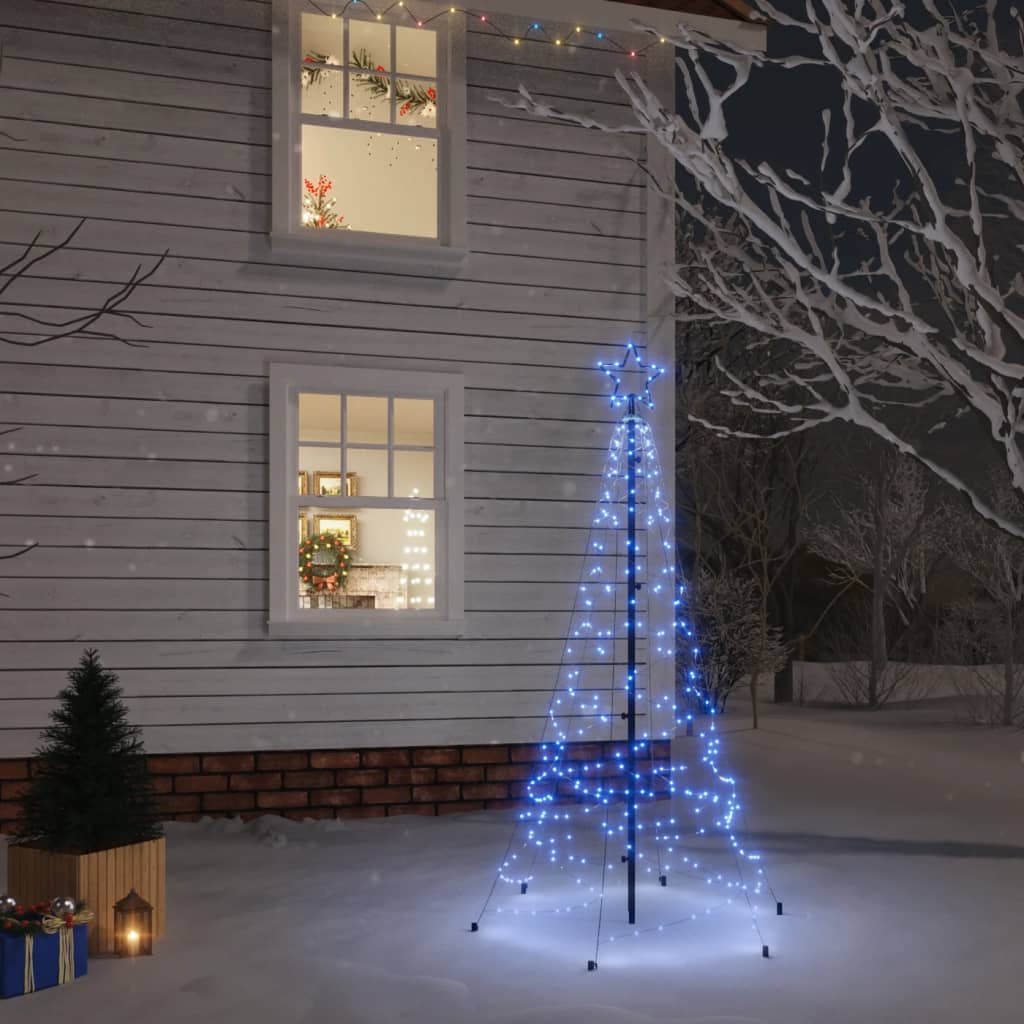vidaXL Božično drevo s konico modro 200 LED 180 cm
