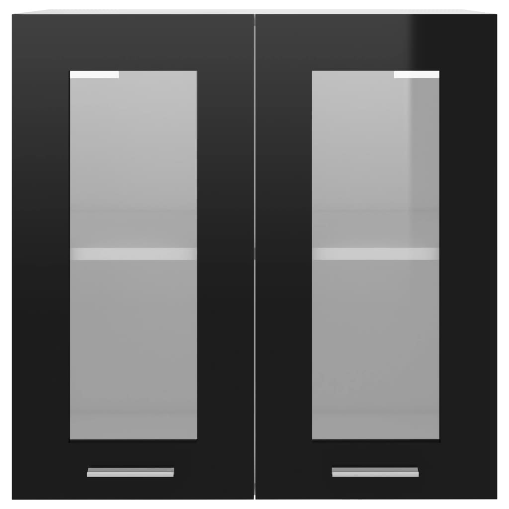 vidaXL Viseča steklena omarica črna 60x31x60 cm iverna plošča