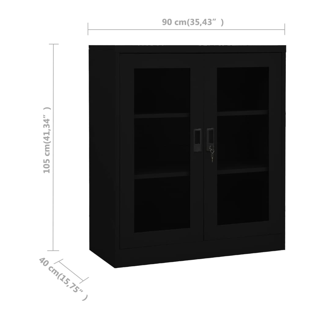 vidaXL Pisarniška omara črna 90x40x105 cm jeklo