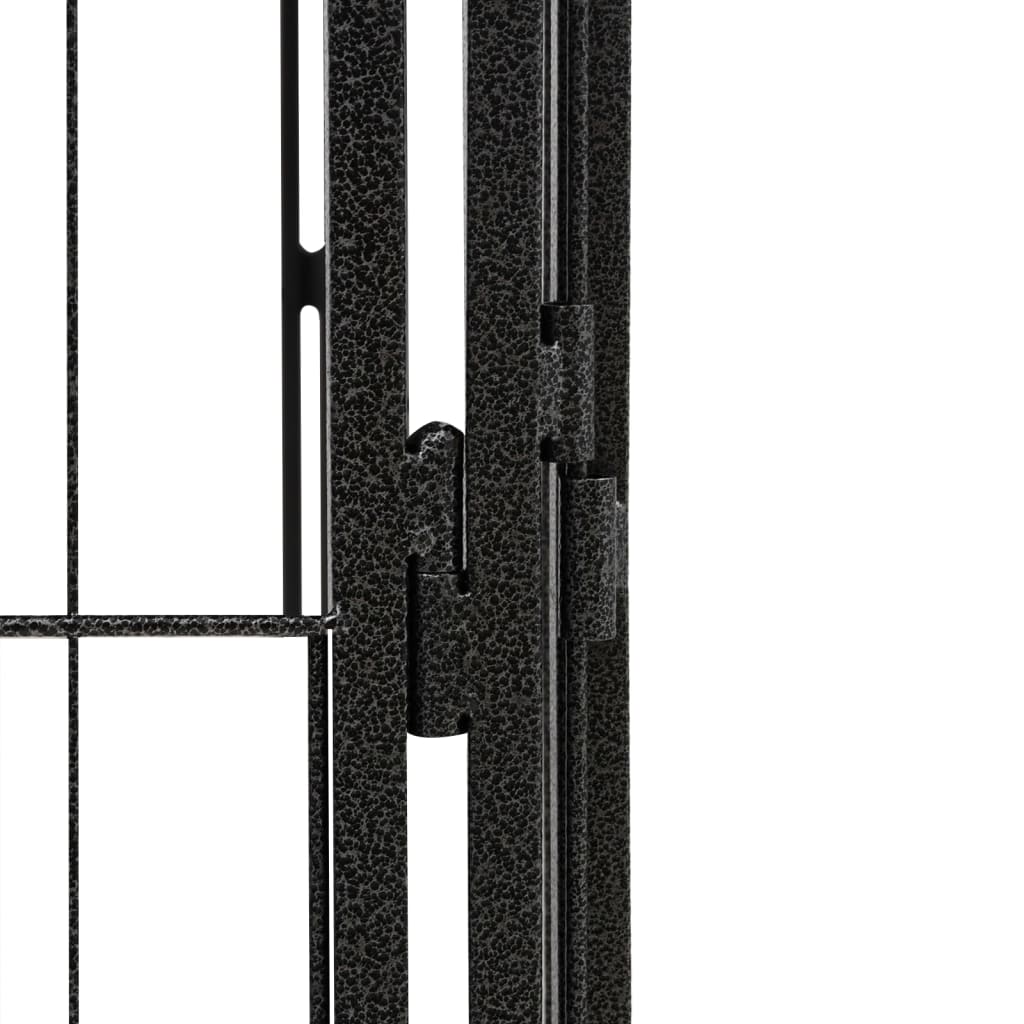 vidaXL Pasja ograda s 16 paneli črna 100x50 cm prašno barvano jeklo