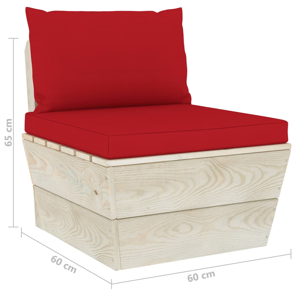 vidaXL Vrtni kavč iz palet srednji z blazinami impregnirana smrekovina