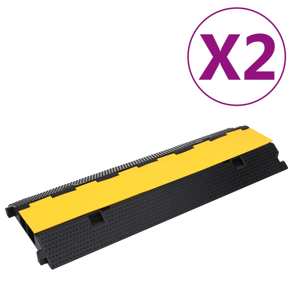 vidaXL Pohodna zaščita za kable z 2 kanaloma 2 kosa 100 cm guma