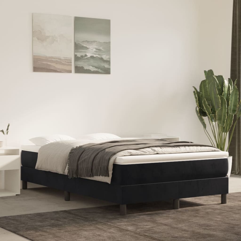 vidaXL Box spring postelja z vzmetnico črna 120x200 cm žamet