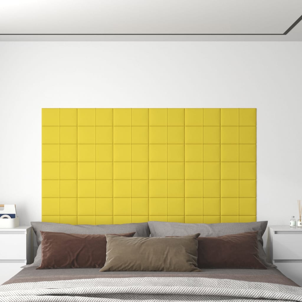 vidaXL Stenski paneli 12 kosov rumeni 30x15 cm blago 0,54 m²