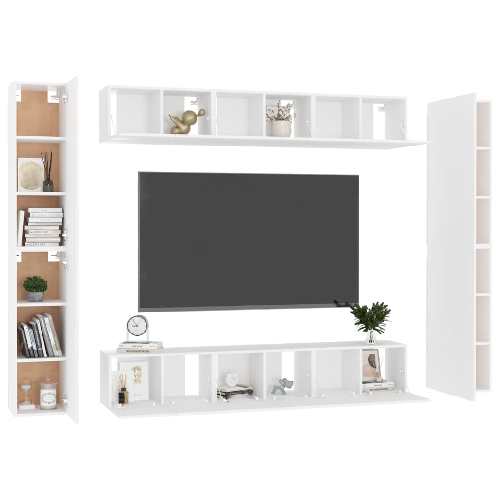 vidaXL Komplet TV omaric 10-delni bela iverna plošča