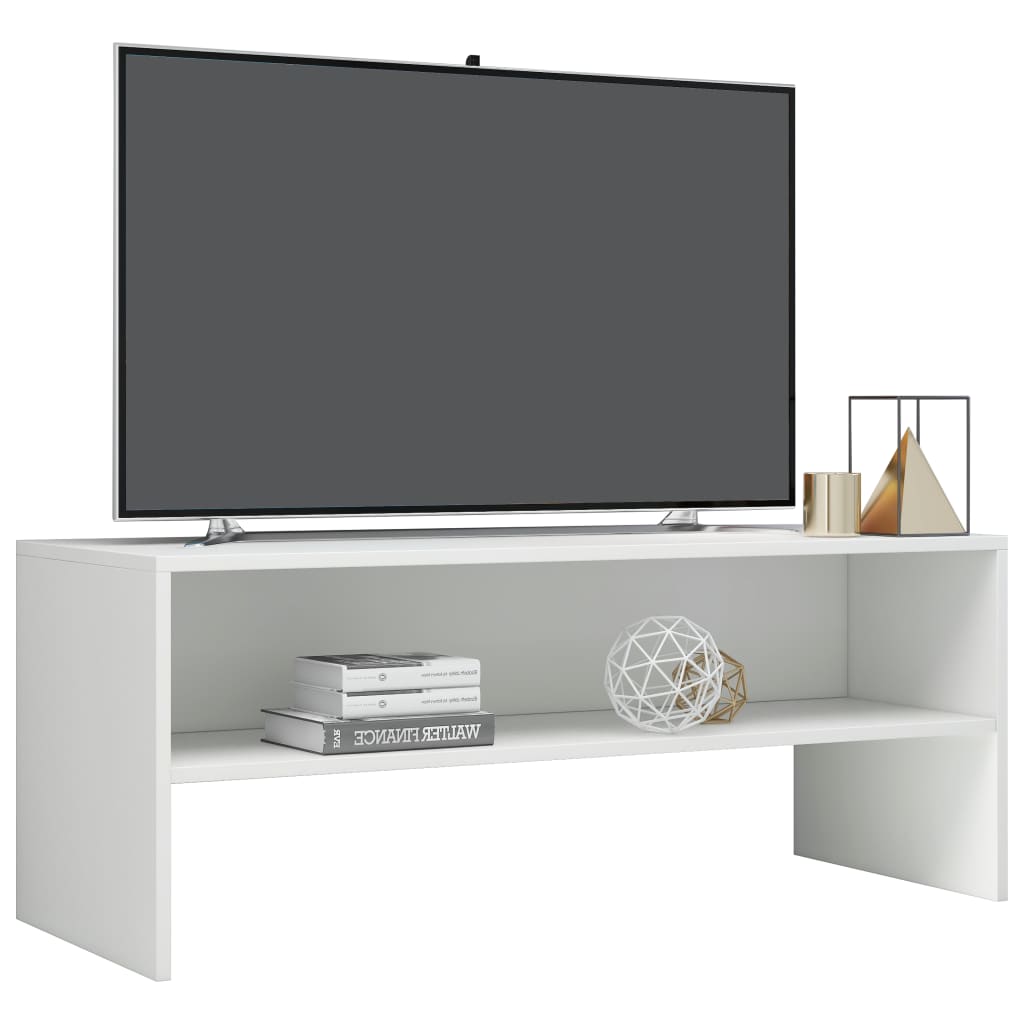 vidaXL TV omarica visok sijaj bela 100x40x40 cm iverna plošča