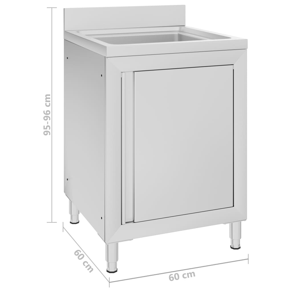 vidaXL Kuhinjska omarica za umivalnik 60x60x96 cm nerjaveče jeklo