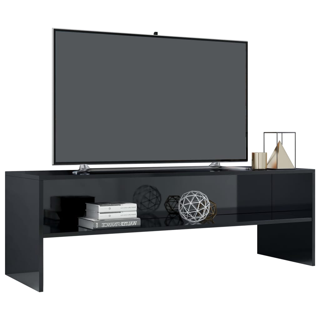 vidaXL TV omarica visok sijaj črna 120x40x40 cm iverna plošča