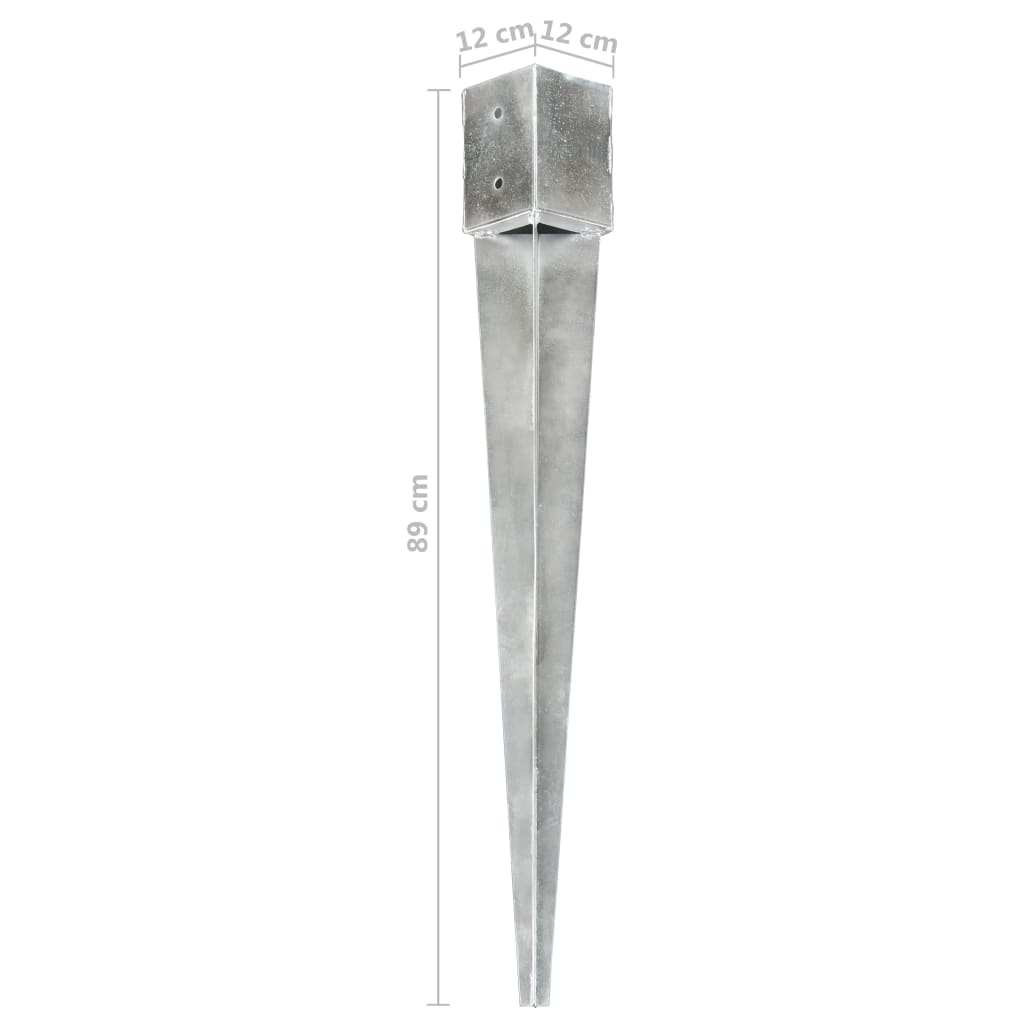 vidaXL Talne konice 2 kosa srebrne 12x12x89 cm pocinkano jeklo