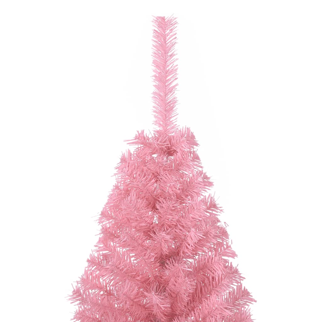 vidaXL Umetna polovična novoletna jelka s stojalom roza 120 cm PVC