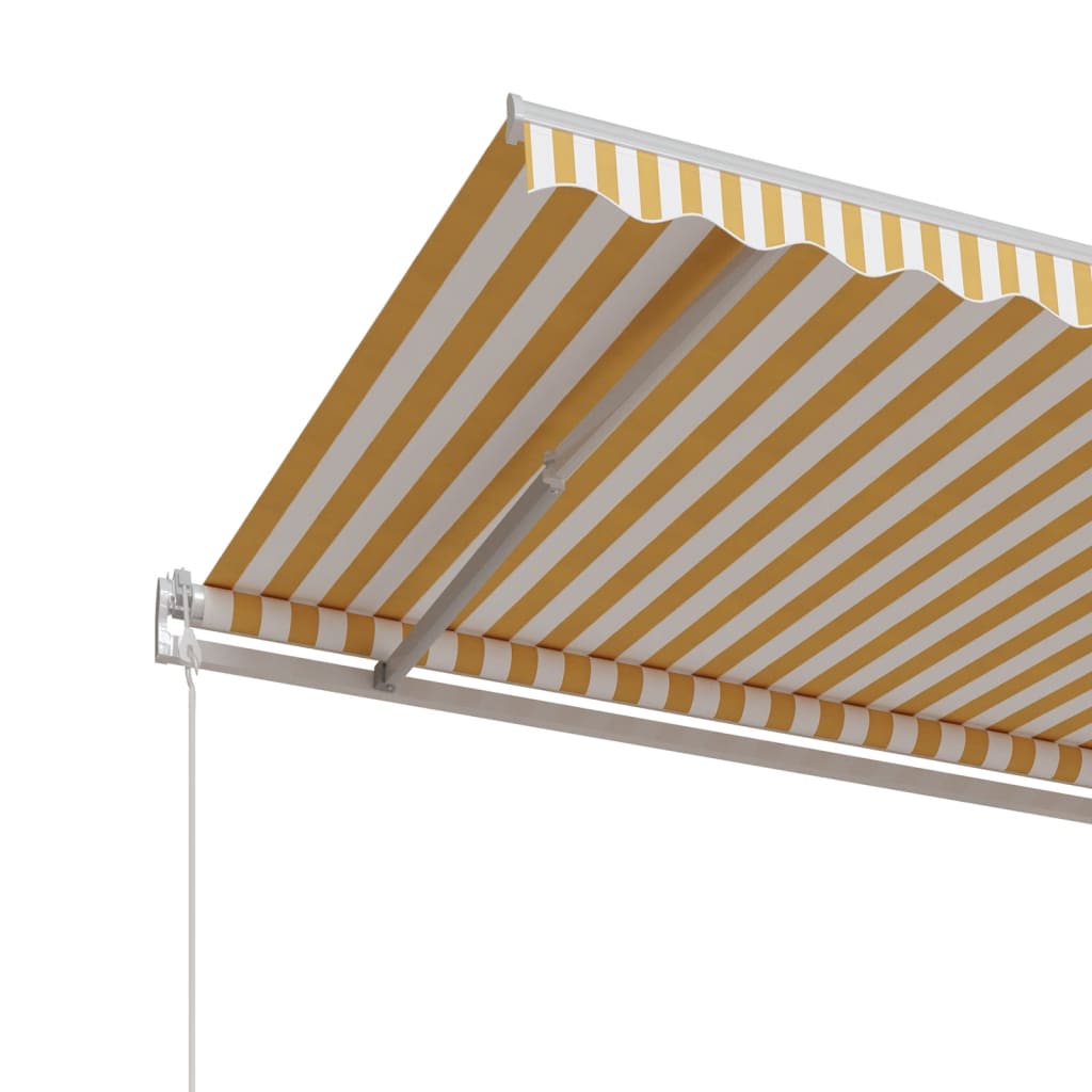 vidaXL Avtomatsko zložljiva tenda 400x350 cm rumena in bela