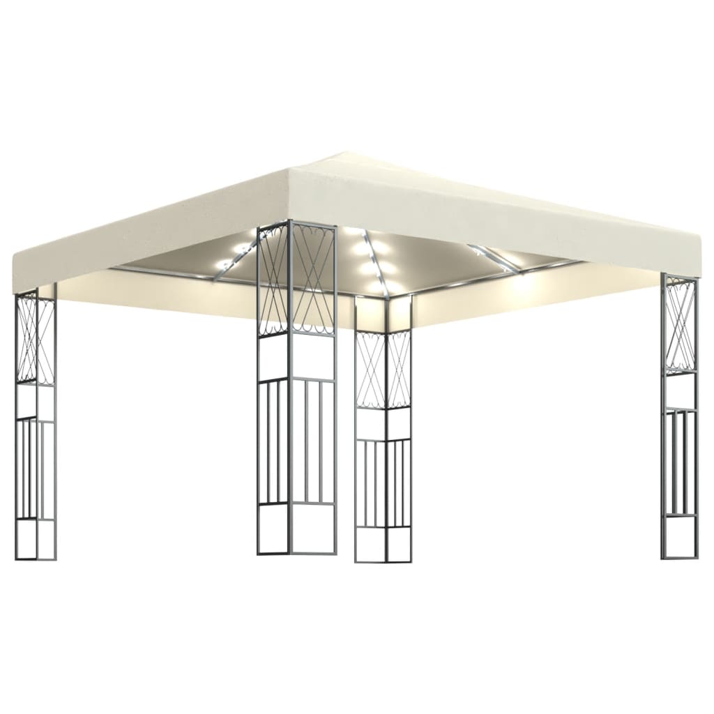 vidaXL Paviljon z LED lučkami 3x3 m krem blago