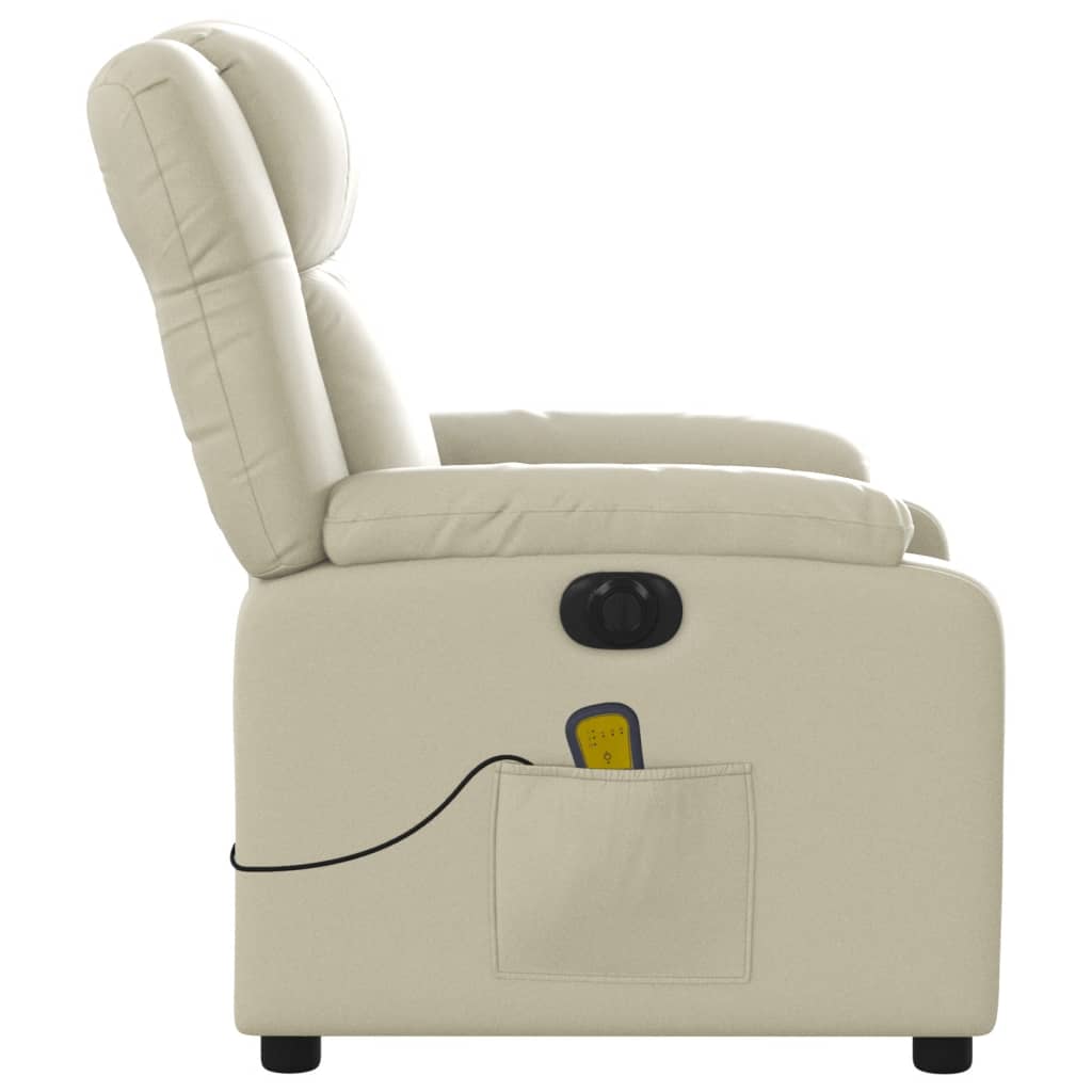 vidaXL Električni masažni naslanjač krem umetno usnje