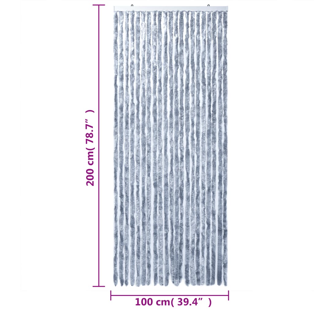 vidaXL Zavesa proti mrčesu srebrna 100x200 cm šenilja