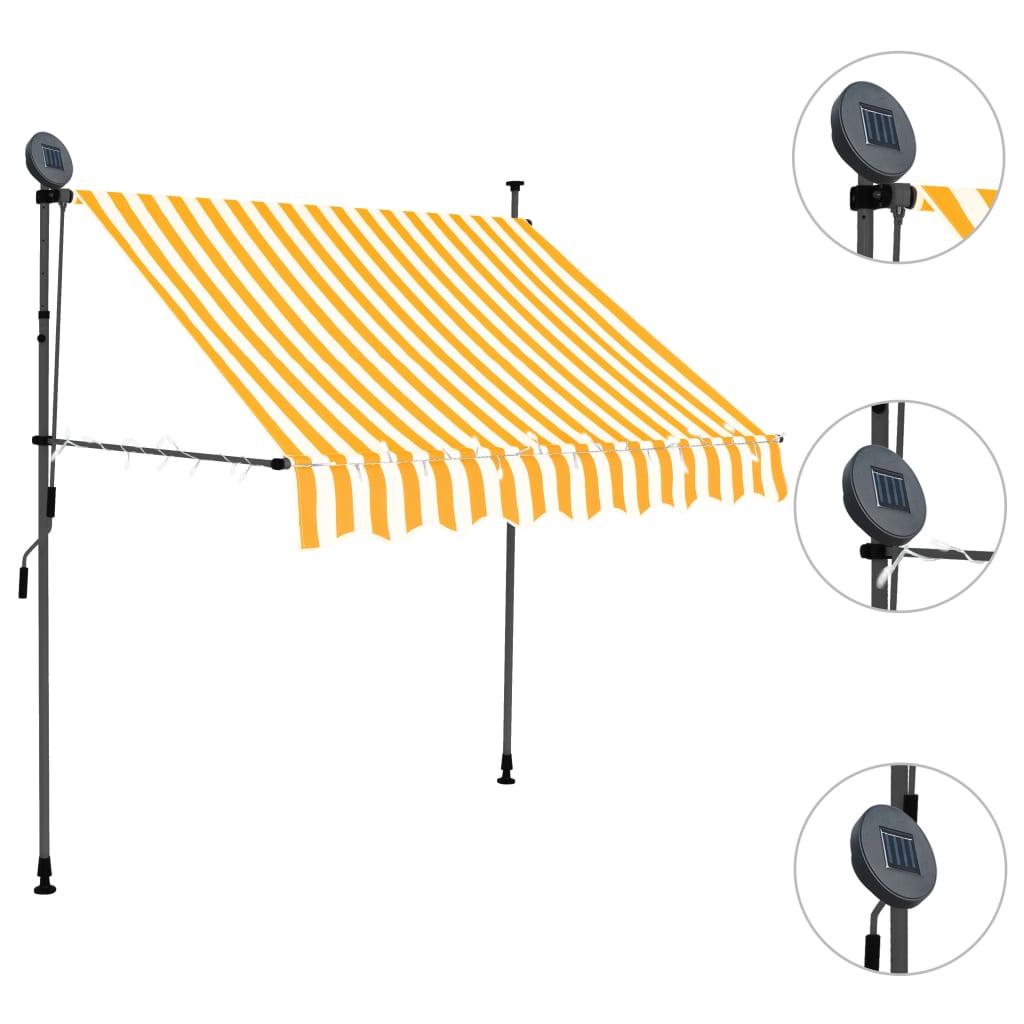 vidaXL Ročno zložljiva tenda z LED lučkami 100 cm bela in oranžna