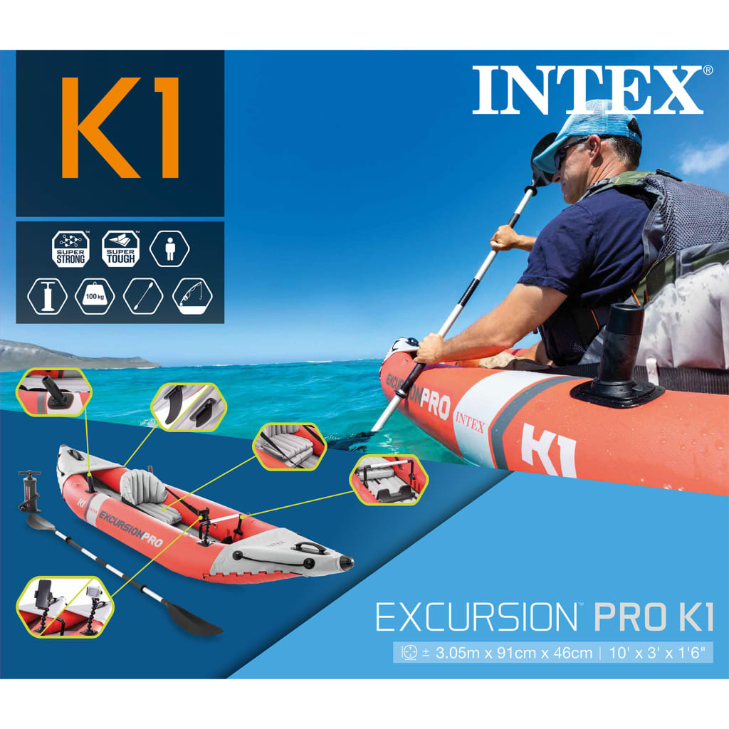 Intex Napihljiv kajak Excursion Pro K1 305x91x46 cm