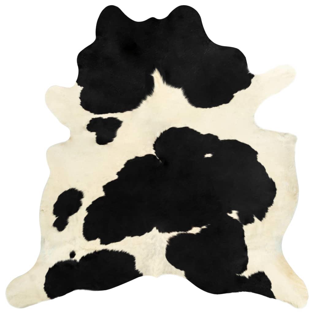 vidaXL Preproga iz prave goveje kože črna in bela 180x220 cm