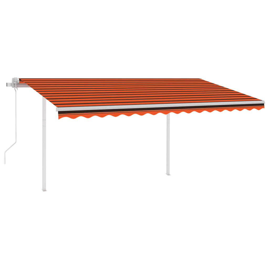 vidaXL Avtomatsko zložljiva tenda s stebrički 4x3 m oranžna in rjava