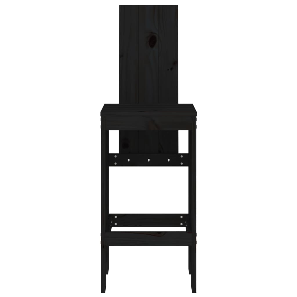 vidaXL Barski stolček 2 kosa črn 40x42x120 cm trdna borovina