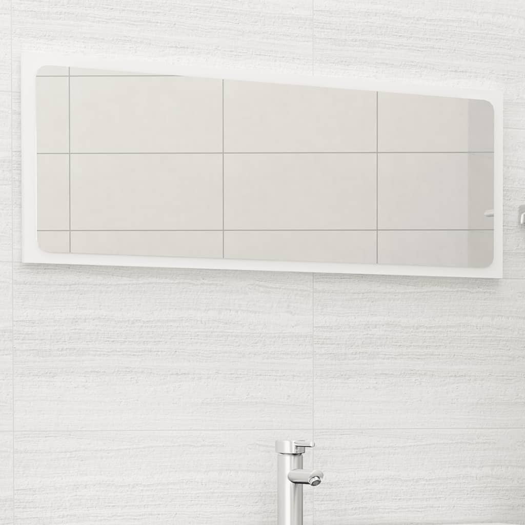 vidaXL Kopalniško ogledalo visok sijaj belo 100x1,5x37 cm iverna pl.