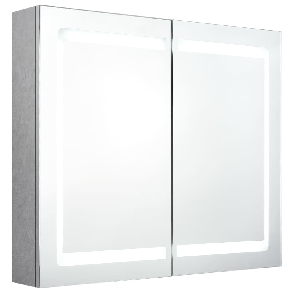 vidaXL LED kopalniška omarica z ogledalom betonsko siva 80x12x68 cm