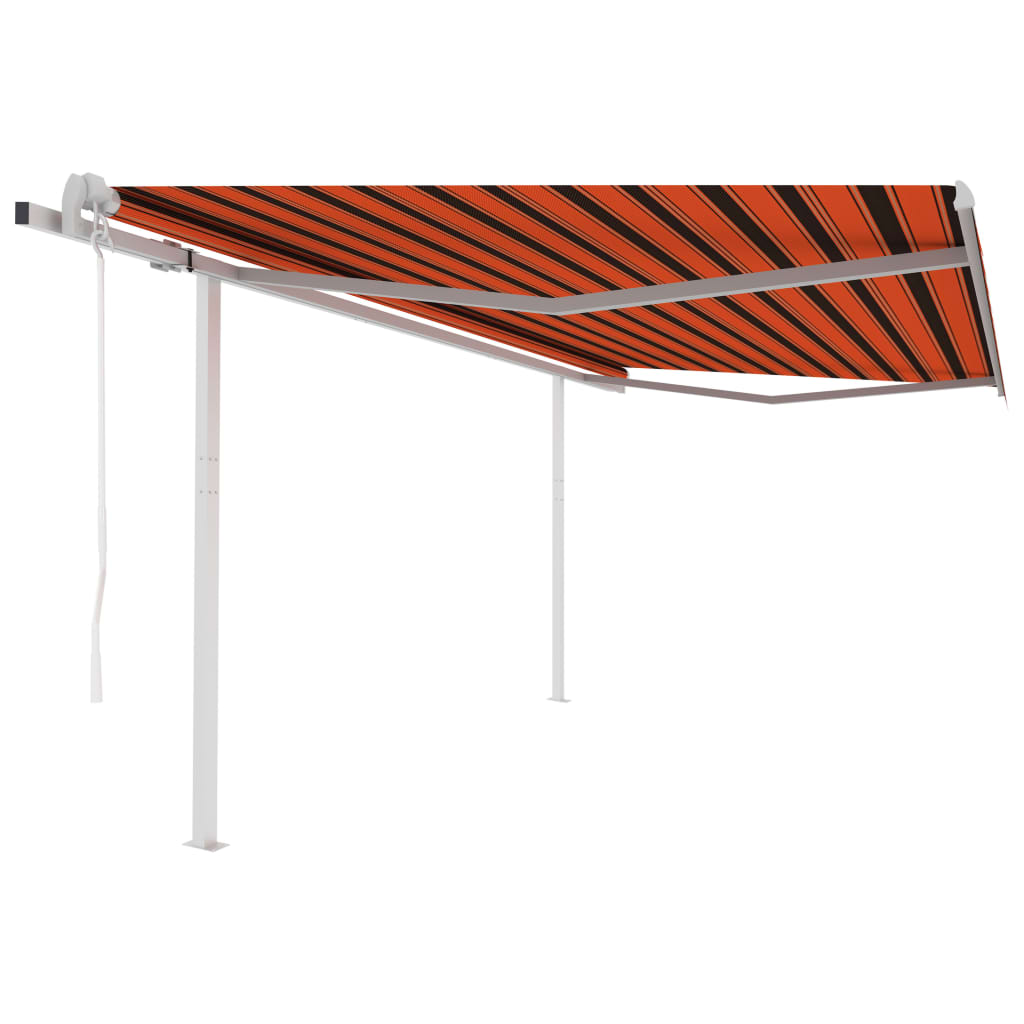 vidaXL Avtomatsko zložljiva tenda s stebrički 4x3 m oranžna in rjava