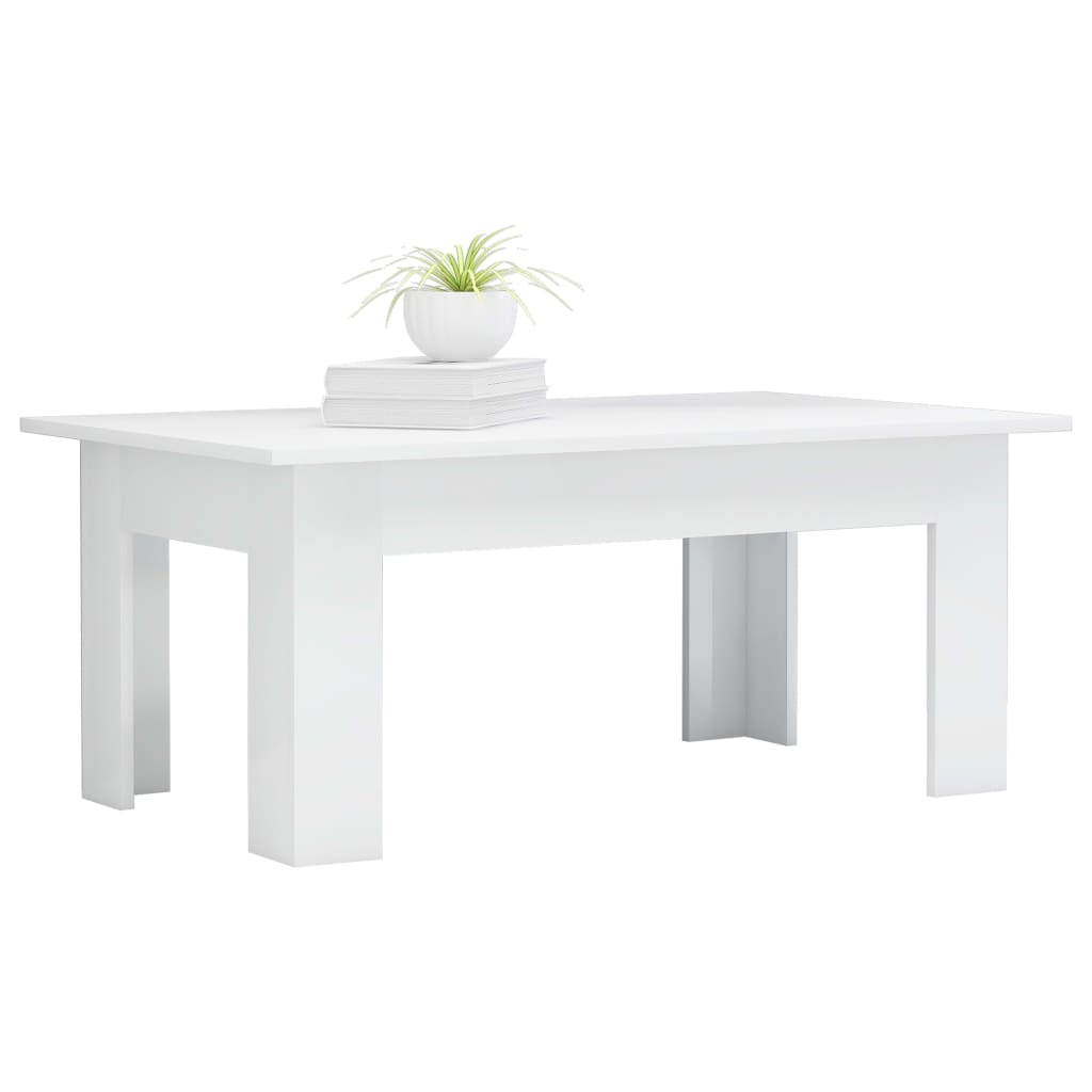 vidaXL Klubska mizica visok sijaj bela 100x60x42 cm iverna plošča
