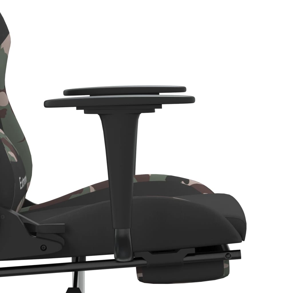 vidaXL Gaming stol z oporo za noge črno in kamuflažno blago
