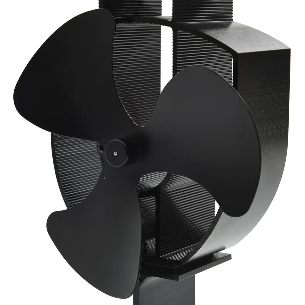 vidaXL Ventilator za kamin na toploto s 3 krili črn