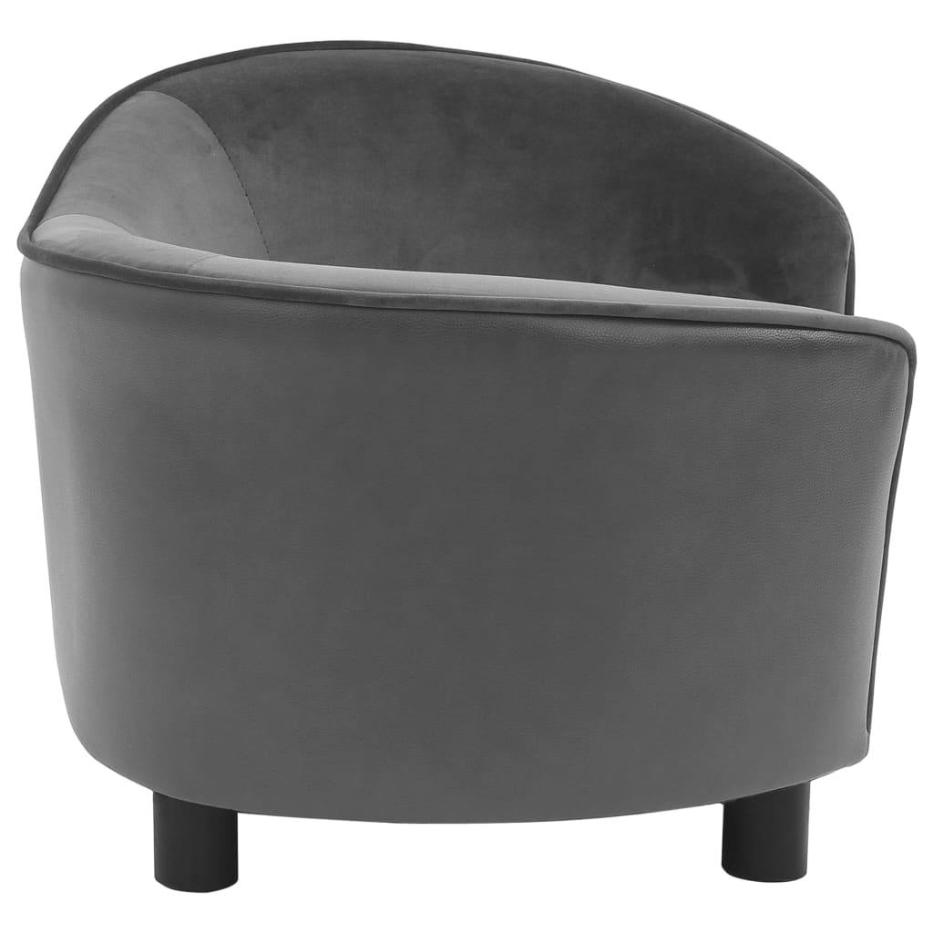 vidaXL Pasji kavč siv 69x49x40 cm iz pliša in umetnega usnja