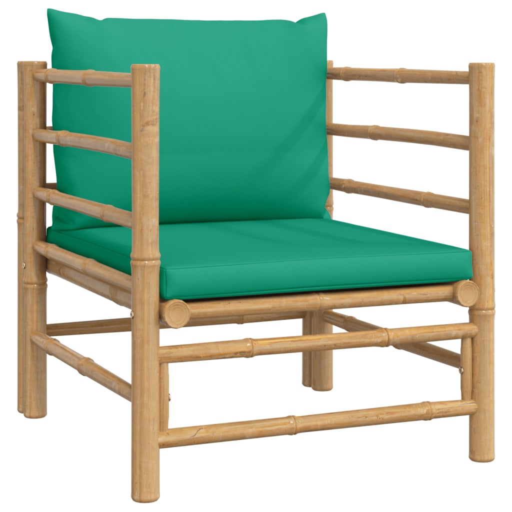 vidaXL Vrtna sedežna garnitura 7-delna z zelenimi blazinami bambus