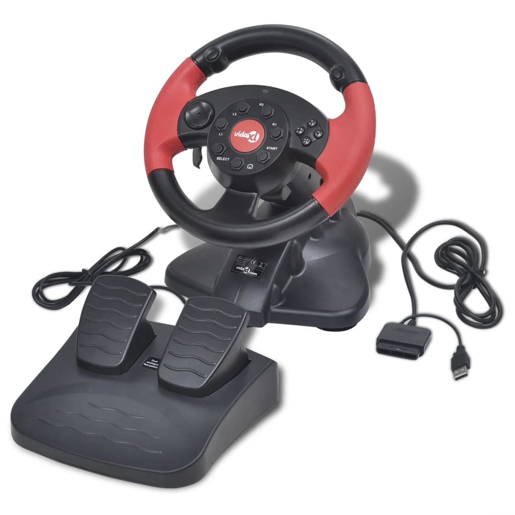 Igralni Dirkalni Volan za PS2/PS3/PC Rdeče Barve