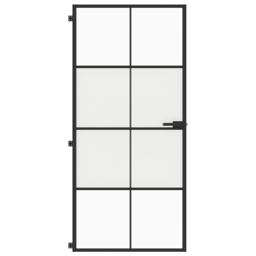 vidaXL Notranja vrata ozka črna 93x201,5 cm kaljeno steklo in aluminij